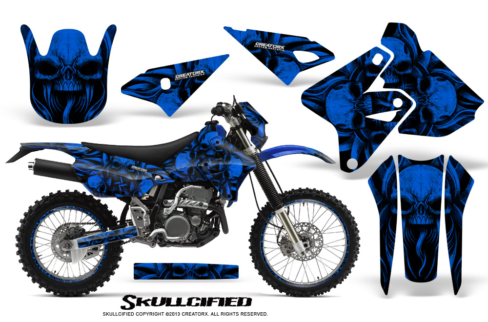 Suzuki DRZ400 Enduro Graphics Kit Skullcified Blue NP Rims